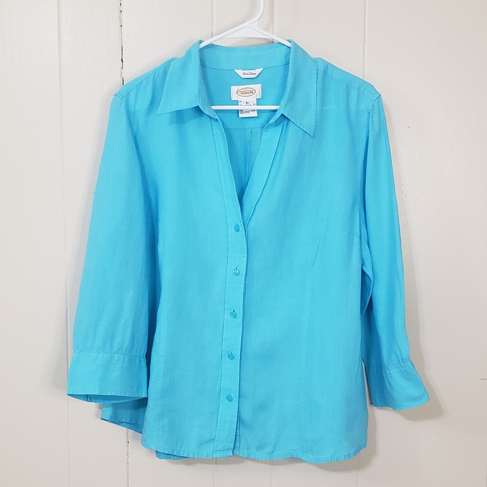 Irish Linen Blouse By Talbots Size XL